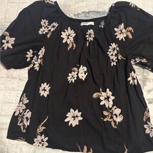 Sonoma Black and Cream Floral Blouse